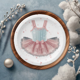Plato De Papel Baby Shower Purpurina de Tutu azul y rosa moderno