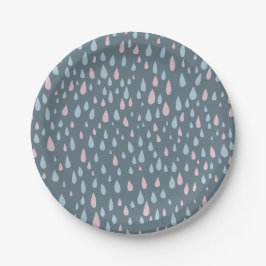 Plato De Papel Baby Shower Raindrop