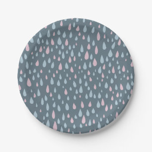 Plato De Papel Baby Shower Raindrop