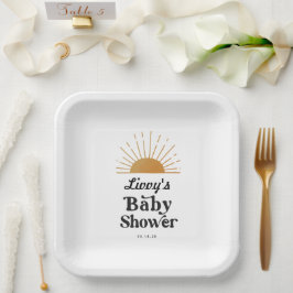 Plato De Papel Baby Shower Retro Sunshine
