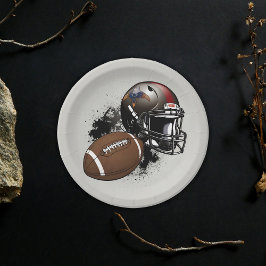 Plato De Papel Baby Shower rojo y negro del fútbol americano