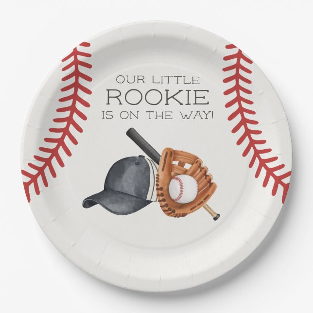 Plato De Papel Baby Shower Rookie Little Home Run (Anverso)