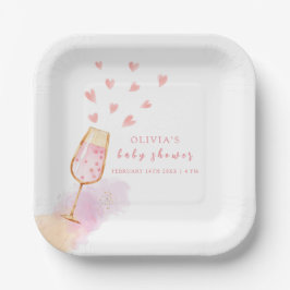 Plato De Papel Baby Shower Rosa Champagne Valentina