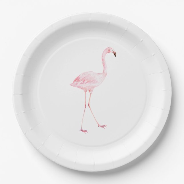 Plato De Papel Baby Shower rosa Flamingo (Anverso)