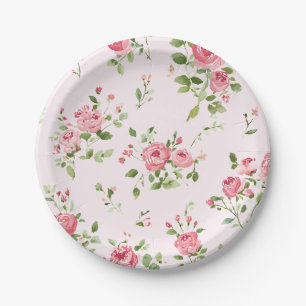 Plato De Papel Baby Shower Rosa rosa