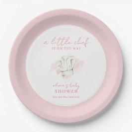 Plato De Papel Baby Shower Rosa Simple Moderno Pequeño Chef