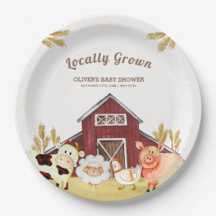 Plato De Papel Baby Shower Rustic Barnyard Animals
