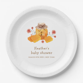 Plato De Papel Baby Shower Rustic Little Wildflower Honey Bee
