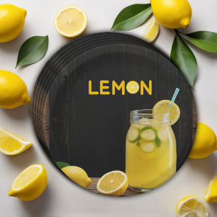 Plato De Papel Baby Shower Rústico Lemon Lemonade