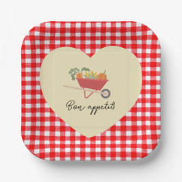 Plato De Papel Baby Shower Rústico Red Gingham Country