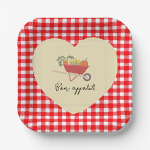 Plato De Papel Baby Shower Rústico Red Gingham Country