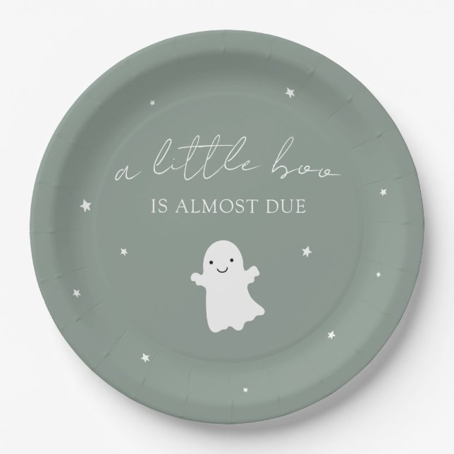 Plato De Papel Baby Shower Sage Green Gender Neutral Fall (Anverso)