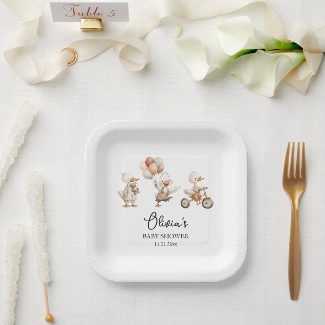 Plato De Papel Baby Shower Silly Goose (Boda)