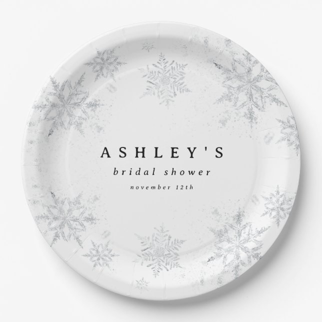 Plato De Papel Baby Shower Snowflakes (Anverso)