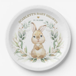 Plato De Papel Baby Shower Soft Greenery Bunny Easter Rabbit