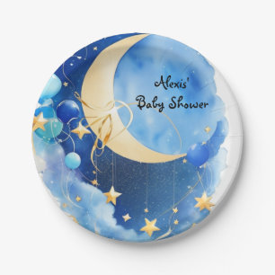 Plato De Papel Baby Shower Stars and Moon