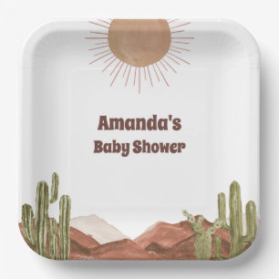 Plato De Papel Baby Shower Sun Desert Cactus Baby Shower