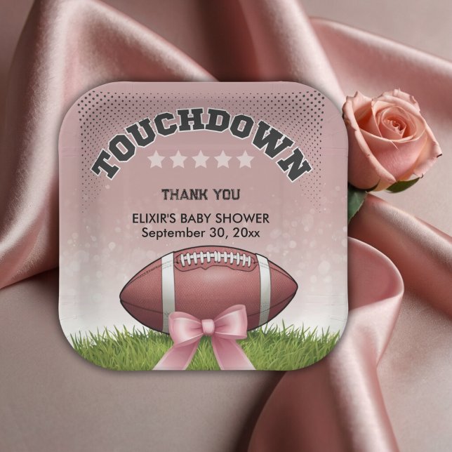 Plato De Papel Baby Shower táctil de cinta rosada para el fútbol (Subido por el creador)
