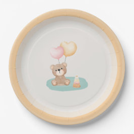 Plato De Papel Baby Shower Teddy Bear - Placas de papel