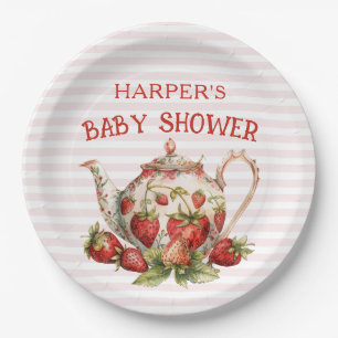 Plato De Papel Baby Shower tema de fresa