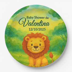 Plato De Papel Baby Shower temática safari kawaii