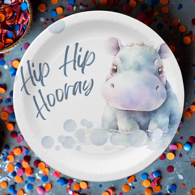Plato De Papel Baby Shower Temático Hippo (Subido por el creador)