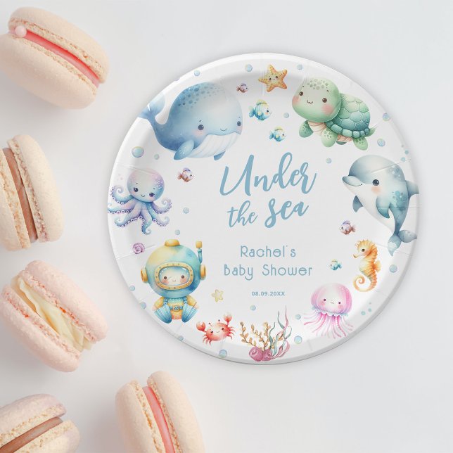 Plato De Papel Baby Shower Tierno Bajo el Mar (Subido por el creador)