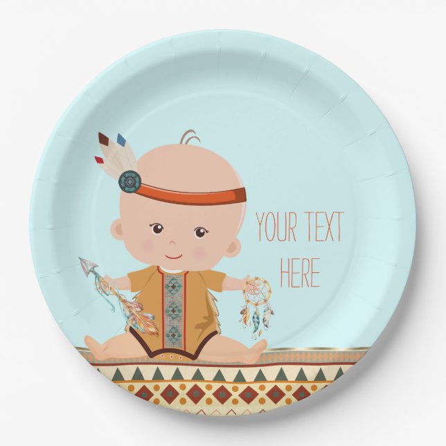 Plato De Papel Baby Shower Tribal Boho (Anverso)