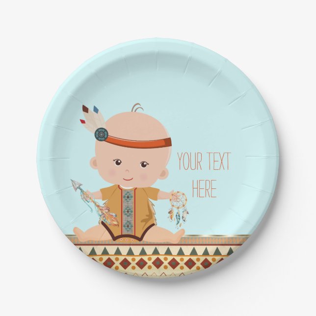 Plato De Papel Baby Shower Tribal Boho (Anverso)