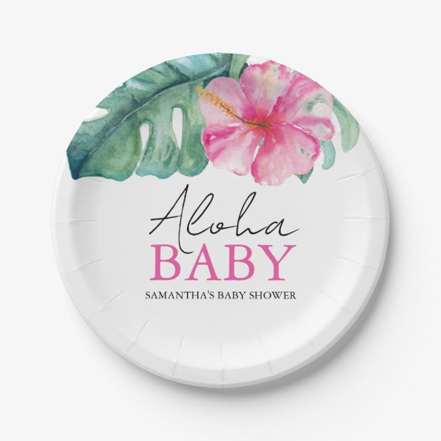 Plato De Papel Baby Shower tropical desechable (Anverso)