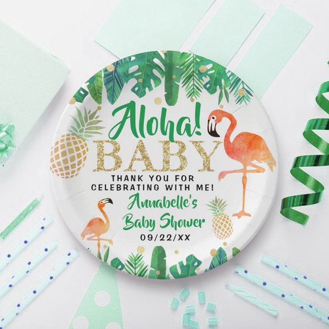 Plato De Papel Baby Shower Tropical Summer Beach Luau Boys (Subido por el creador)