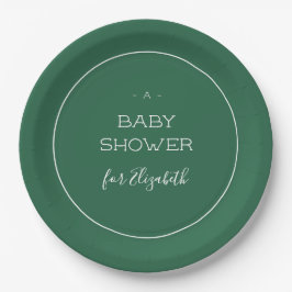 Plato De Papel Baby Shower verde forestal