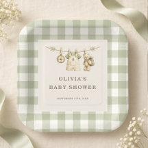 Baby Shower Verde Menta Gingham Bosque