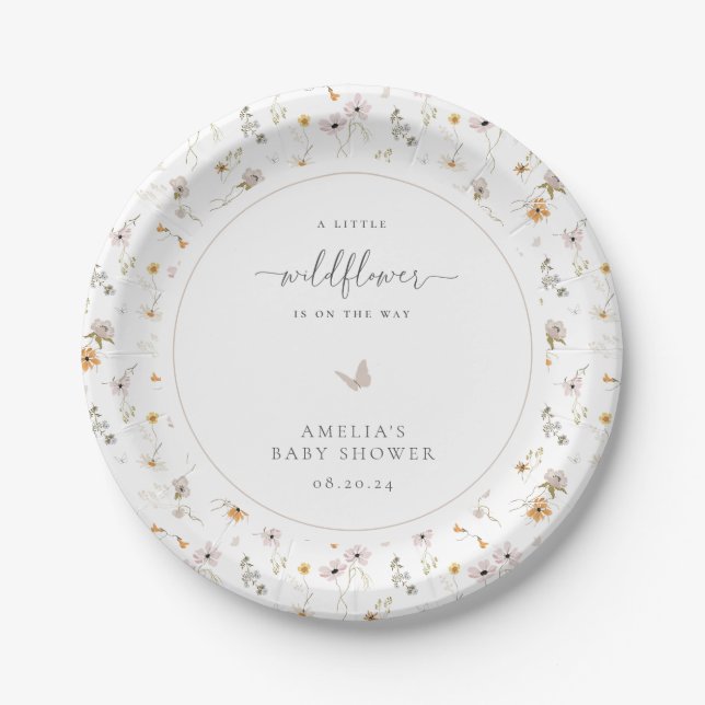 Plato De Papel Baby Shower Wildflower (Anverso)