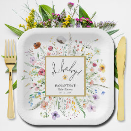Plato De Papel Baby Shower Wildflowers