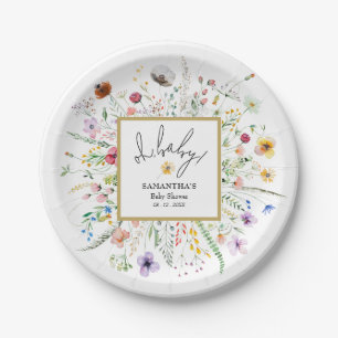 Plato De Papel Baby Shower Wildflowers