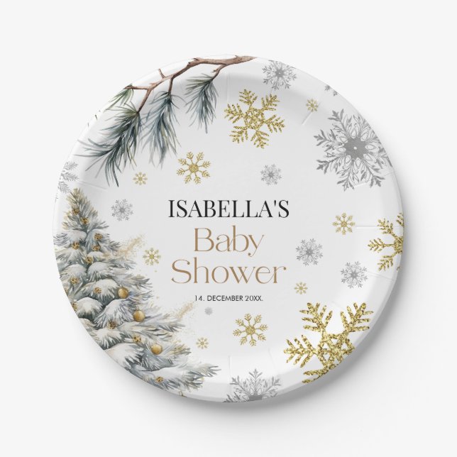 Plato De Papel Baby Shower Winter (Anverso)