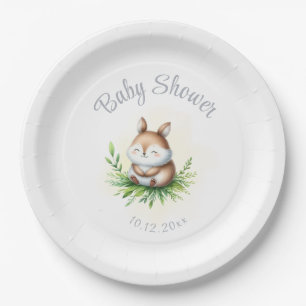 Plato De Papel Baby Shower Woodland Animal