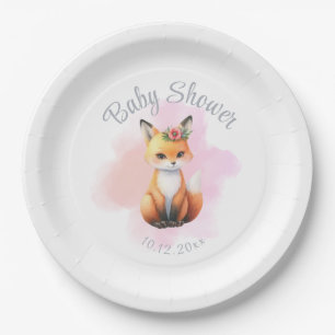 Plato De Papel Baby Shower Woodland Animal