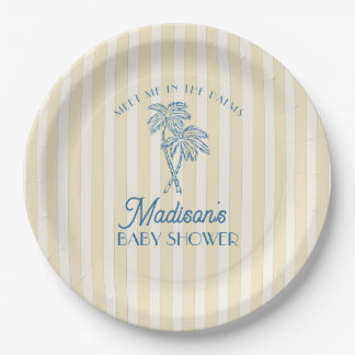 Plato De Papel Baby Shower Yellow Palm Spring Pastel Beach