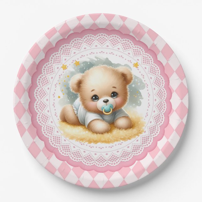 Plato De Papel Baby Teddy Bear (Anverso)