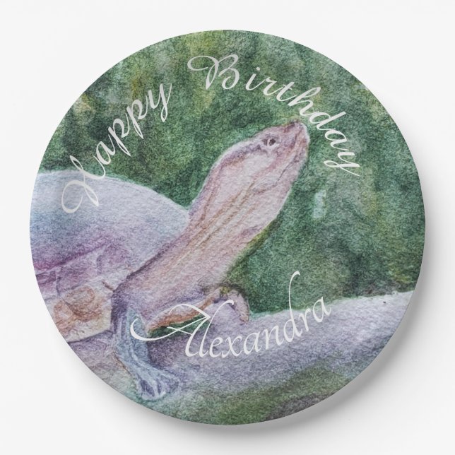 Plato De Papel Baby Turtle Happy Birday (Anverso)