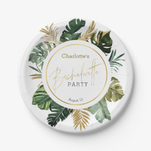 Plato De Papel Bachelorette de Relieve metalizado dorado tropical