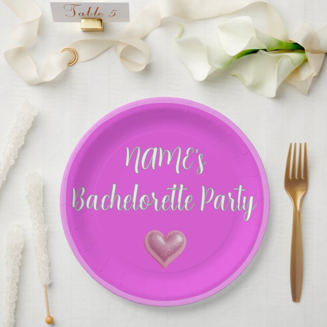Plato De Papel Bachelorette Fiesta Rosa (Boda)