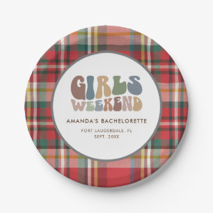 Plato De Papel Bachelorette Party Plaid Chicas Weekend Retro