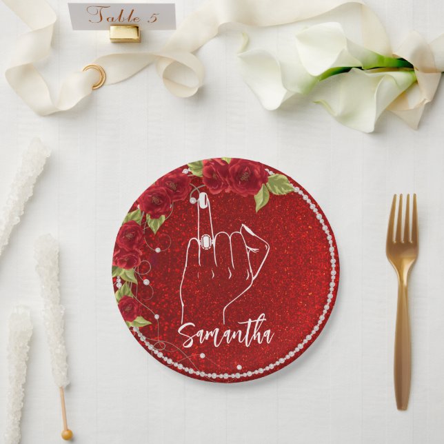 Plato De Papel Bachelorette Party rosas | Fiesta de novias (Boda)