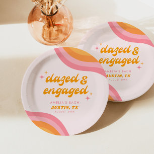Plato De Papel Bachillerato rosa y Naranja de Groovy