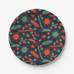 Plato De Papel Bacteria Brillante Microorganismo verde rojo