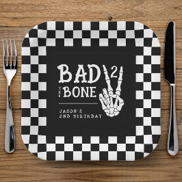 Plato De Papel Bad 2 the Bone Skeleton 2nd Birthday Party