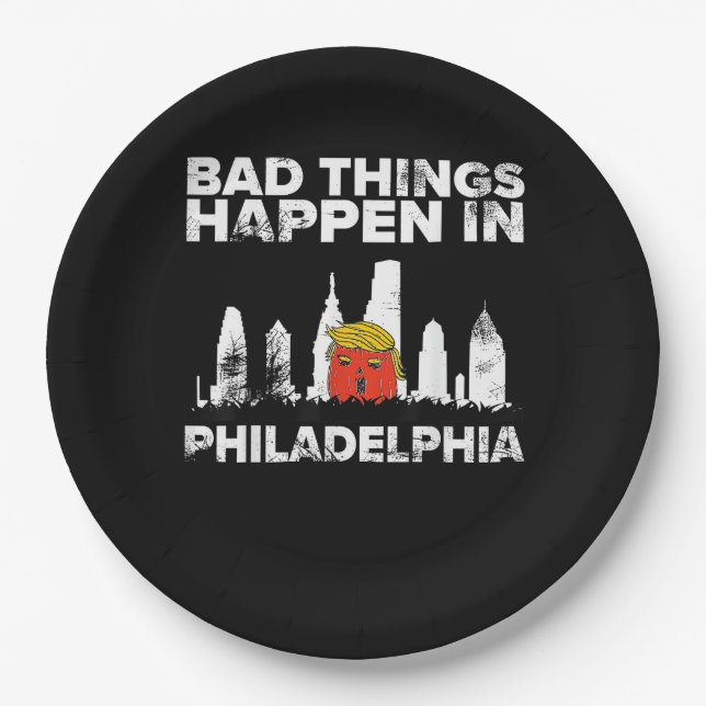 Plato De Papel Bad Happen Philadelphia Halloween Spooky Trumpkin (Anverso)